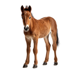 Obraz premium Cute foal isolated on transparent background. Farm animal png clip art element.