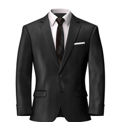 Business men's black, gray tee suit, isolated on transparent background, 3d rendering, realistic illustration, business illustration