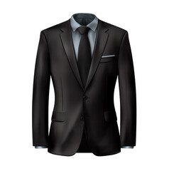 Business men's black, gray tee suit, isolated on transparent background, 3d rendering, realistic illustration, business illustration