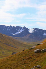 Second stage of Ak-Suu Traverse trek from Ailampa lake to Boz Uchuk lake, Karakol, Kyrgyzstan
