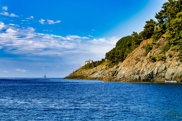 Fototapeta na wymiar Seascape from the town of Levanto La Spezia Liguria Italy