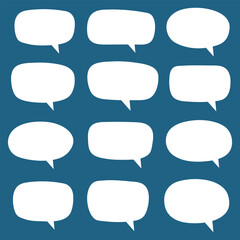 Fototapeta premium Set of hand drawn speech bubbles. Speak bubble text, cartoon chatting box, message box. Blank empty white speech bubbles.
