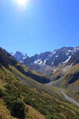 Fototapeta premium Ninth stage of Ak-Suu Traverse trek from Karakol Gorge to Jeti Oguz in Karakol national park, Kyrgyzstan