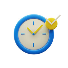 3d alarm clock icon for success delivery concept. 3d blue watch minimal design concept of time, service and support around clock. Vector rendering illustration