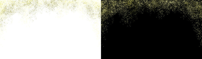 The background design is stardust, shiny sequins. shining particles of golden color, on a black and transparent background. beautiful luxury modern decoration