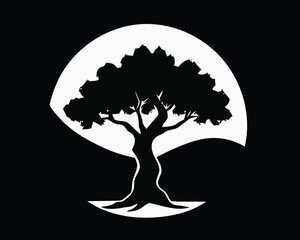 Tree icon isolated on black background. Vector illustration