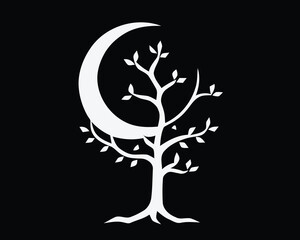 Tree icon isolated on black background. Vector illustration