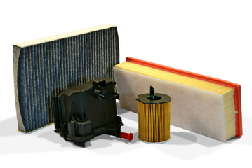 Car filter set - oil filter, air filter, pollen filter, fuel filter