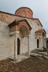 Naklejka premium Gable-roofed porticos at the SW facade of the church of the Saint Mary Monastery, nowadays Archaeological Museum. Apollonia-Albania-108