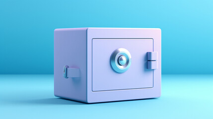 Safe box, Elegant blue pastel background, Soft shadow play, Clean and minimalistic style, AI Generated