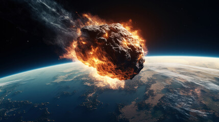 Asteroid entering Earth's atmosphere, catastrophic event - obrazy, fototapety, plakaty