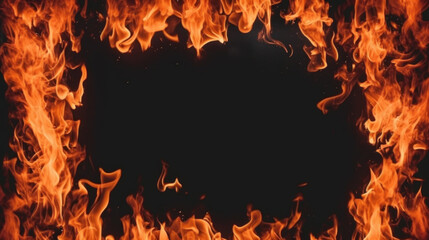 Rectangular burning frame on black background