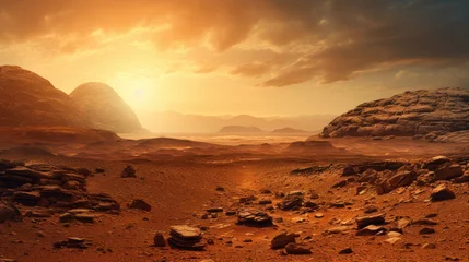 Foto auf Acrylglas Rot  violett Imaginary Martian-like landscape