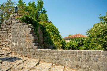 Streets, houses, ruins and fortress walls of the old town Bar. Europe. Montenegro