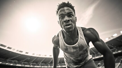 Fototapeta na wymiar Young athlete man sweating while doing sports