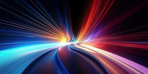 Abstract speed light background, presenting a futuristic concept with dynamic streaks of light that evoke a sense of motion and innovation.