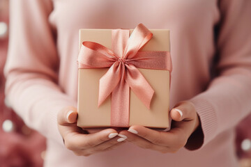 A person holding a gift box.