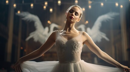 Young ballerina performing swan ballet