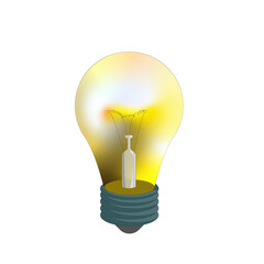 yellow light bulb icon isolated on white background, creativity idea, business success, strategy concept. Glowing and turned off electric light bulb, vector illustration.