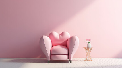 Pink chair realistic interior background