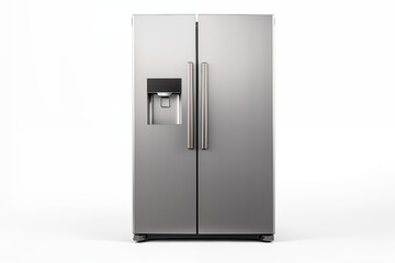 Fridge on white background. gray two-chamber refrigerator on white background.Fridge Isolated on White Background