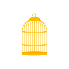 Decorative golden bird cage illustration isolated on white background