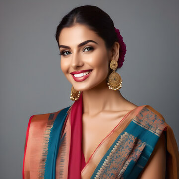 Traditional Indian Saree and Jewelry