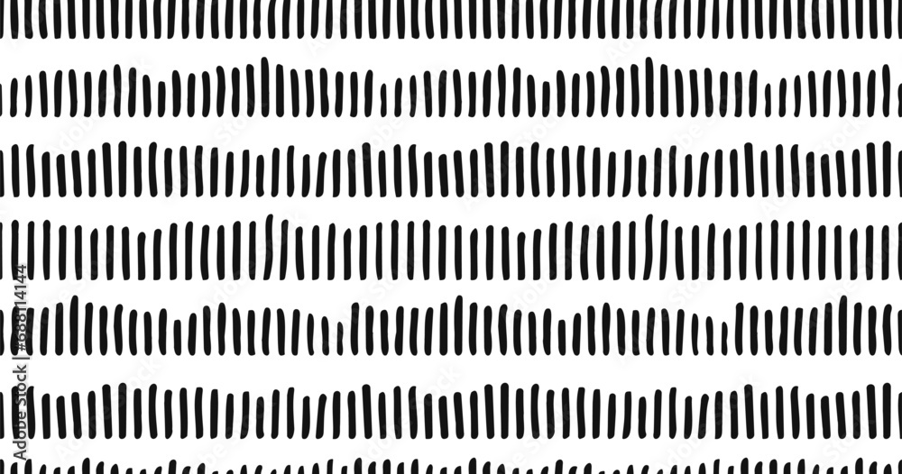 Wall mural small dash seamless pattern dotted lines texture. black and white hatching doodle organic shapes sho