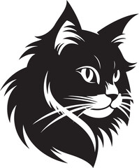 Graceful Meow Iconic Cat Silhouette Majestic Whiskers Feline Vector Icon