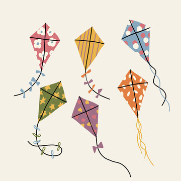 Flat vector doodle kite collection