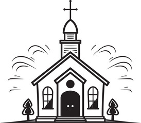 Reverent Architecture Iconic Church Mark Celestial Charm Church Vector Illustration
