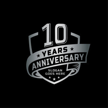 10 years anniversary celebration design template. 10th anniversary logo. Vector and illustration.