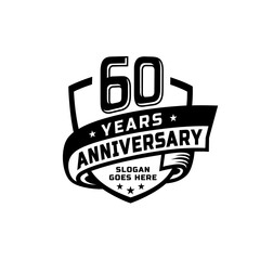 60 years anniversary celebration design template. 60th anniversary logo. Vector and illustration.