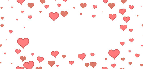 Falling red and pink hearts isolated on transparent background. Valentine’s day design. 3D rendering