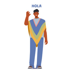 Hombre Cordially Extends A Hola In Spanish, His Friendly Greeting Echoing Through The Air With Warmth And Cultural Charm © Anna Syvak