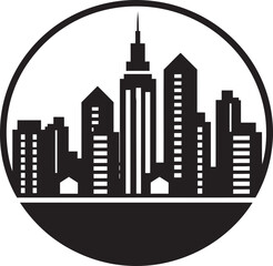 Downtown Panorama Buildings Vector Symbol Skyscraper Serenade City Buildings Icon Illustration