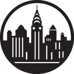 Obraz premium Urban Panorama Iconic Skyline Mark Cityscape Canvas Buildings Logo Symbol