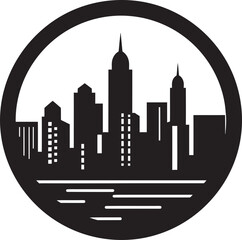 Obraz premium Metro Melange Iconic Skyline Mark Architectural Aura Buildings Logo Symbol