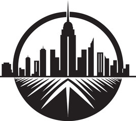 Cityscape Vision Buildings Logo Image Metropolitan Montage Buildings Vector Emblem