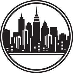 Obraz premium Cityscape Vision Buildings Logo Image Serpentine Elegance Cobra Icon Emblem