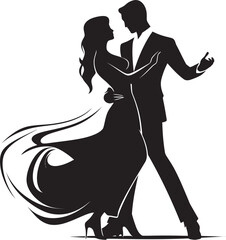 Symphonic Steps Dancing Couple Vector Icon Elegant Entwining Iconic Dance Design