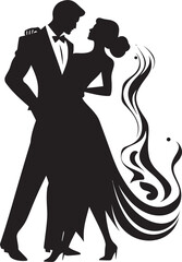 Captivating Cadence Iconic Dance Image Enchanting Duet Dancing Couple Vector Emblem