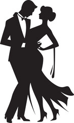 Ethereal Elevation Iconic Dance Emblem Swaying Silhouettes Dancing Couple Emblem Design
