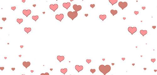 Falling red and pink hearts isolated on transparent background. Valentine’s day design. 3D rendering