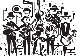 Musical Doodlescape Doodle Musician Design Rhythmic Notes Musician Sketch Illustration
