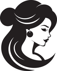 Graceful Glamour Girl Face Emblem Youthful Charm Girl Face Vector Symbol