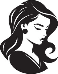 Serenity in Grace Iconic Girl Face Symbol Sublime Features Girl Face Emblem Design