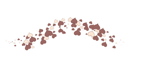 Falling red and pink hearts isolated on transparent background. Valentine’s day design. 3D rendering