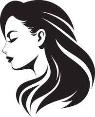 Lovely Profile Girls Face Vector Emblem Sublime Glow Iconic Girls Face Illustration