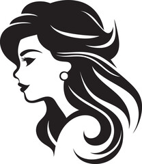 Serene Beauty Beautiful Girls Face Design Elegant Charm Girls Face Logo Illustration